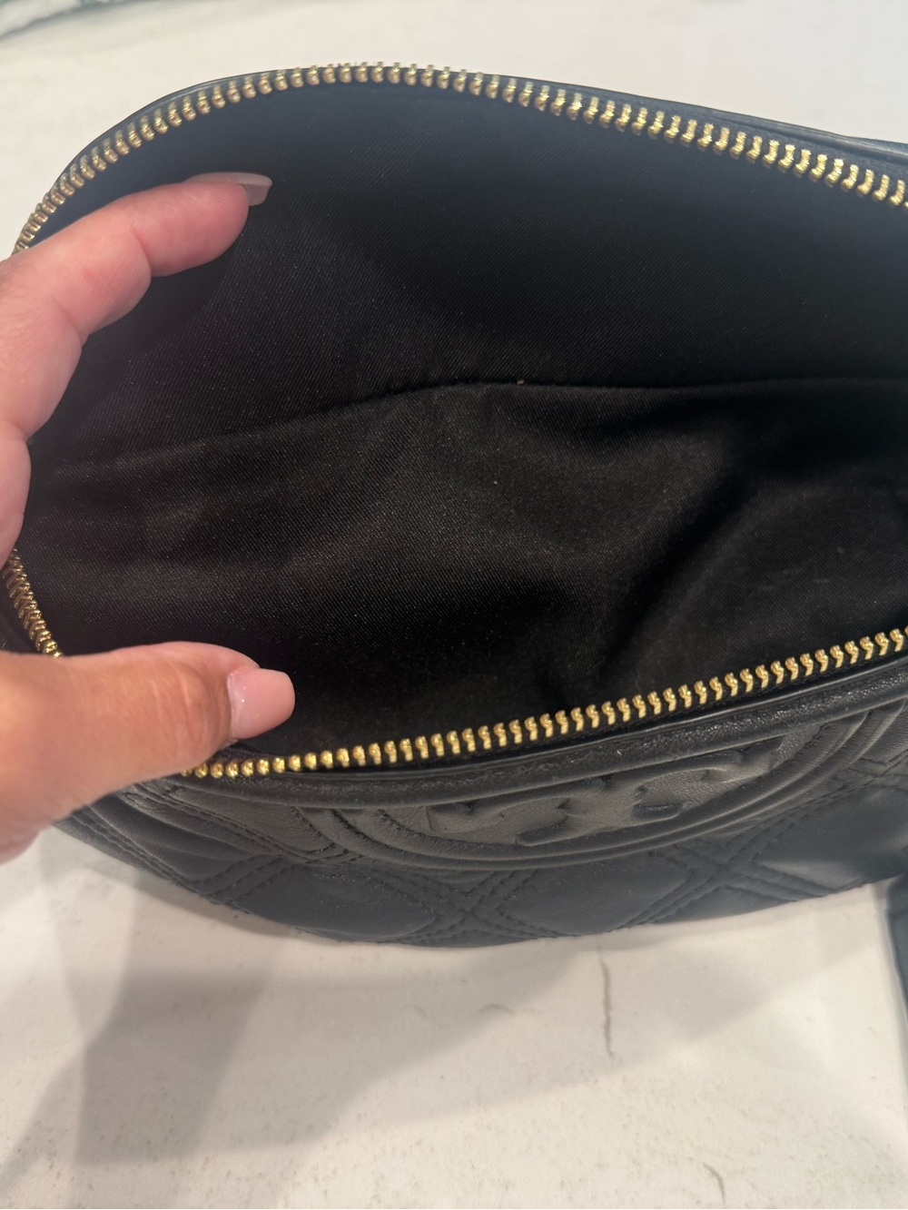 Tory Burch Black Quilted Leather Crossbody Belt Bag with Tassel Accent - Picture 8 of 8